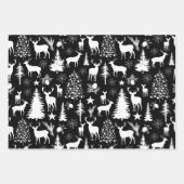 Schwarz-Weiß-Rentierwald modern Geschenkpapier Set (Vorderseite 2)