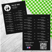 Schwarz, Weiß Restaurant Abholmenü mit QR-Code Flyer