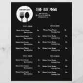 Schwarz, Weiß Restaurant Abholmenü mit QR-Code Flyer (Vorne)
