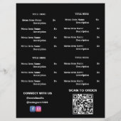 Schwarz, Weiß Restaurant Abholmenü mit QR-Code Flyer (Hinten)