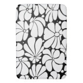 Schwarz-Weiß-Retro-70er-Blume Grafikdesign Badematte (Vorderseite Vertikal)