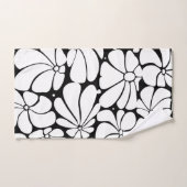 Schwarz-Weiß-Retro-70er-Blume Grafikdesign Badhandtuch Set (Handtuch)