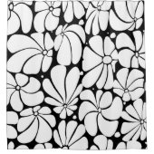 Schwarz-Weiß-Retro-70er-Blume Grafikdesign Duschvorhang (Vorderseite)