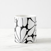 Schwarz-Weiß-Retro-70er-Blume Grafikdesign Kaffeetasse (Mittel)