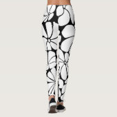 Schwarz-Weiß-Retro-70er-Blume Grafikdesign Leggings (Rückseite)
