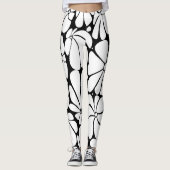 Schwarz-Weiß-Retro-70er-Blume Grafikdesign Leggings (Vorderseite)