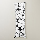 Schwarz-Weiß-Retro-70er-Blume Grafikdesign Seitenschläferkissen (Vorderseite Vertikal)