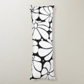 Schwarz-Weiß-Retro-70er-Blume Grafikdesign Seitenschläferkissen (Rückseite (Vertikal))