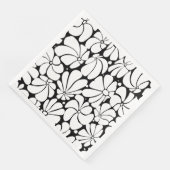Schwarz-Weiß-Retro-70er-Blume Grafikdesign Serviette (Ecke)