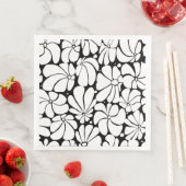 Schwarz-Weiß-Retro-70er-Blume Grafikdesign Serviette (Beispiel)