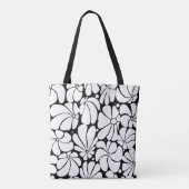 Schwarz-Weiß-Retro-70er-Blume Grafikdesign Tasche (Rückseite)