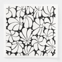 Schwarz-Weiß-Retro-70er-Jahre-Blumen-Grafikdesign