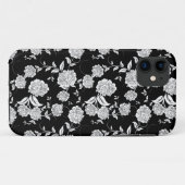 Schwarz-Weiß-Retro-Blume-Muster Case-Mate iPhone Hülle (Rückseite (Horizontal))