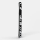 Schwarz-Weiß-Retro-Blume-Muster Case-Mate iPhone Hülle (Hinten/Rechts)