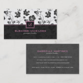 Schwarz-Weiß-Retro-Blume-Muster monograviert Visitenkarte (Vorne/Hinten)