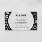 Schwarz-Weiß-Retro-Blume Paisley-Vorlage Visitenkarte (Rückseite)