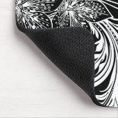 Schwarz-Weiß-Retro-Blume und Wirbel-Design Mousepad (Ecke)