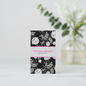 Schwarz-Weiß-Retro-Blume und Wirbel-Vorlage Visitenkarte (Stehend Vorderseite)