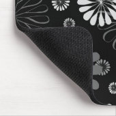 Schwarz-weiß Retro-Blumenmuster Mousepad (Ecke)