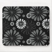 Schwarz-weiß Retro-Blumenmuster Mousepad (Vorne)