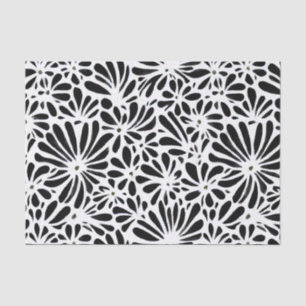 Schwarz-Weiß-Retro-Blumenmuster Seidenpapier
