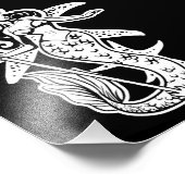 Schwarz-Weiß-Retro-Button-Up-Meerjungfrau Fotodruck (Ecke)