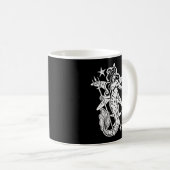Schwarz-Weiß-Retro-Button-Up-Meerjungfrau Kaffeetasse (VorderseiteRechts)