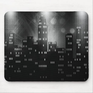 Schwarz-Weiß-Retro-City-Skyline Mousepad