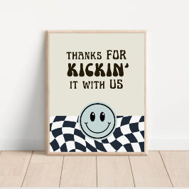 Schwarz-Weiß-Retro Danke für das Kickin-Lebensmitt Poster