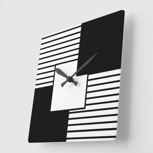 Schwarz-Weiß-Retro-Design Quadratische Wanduhr (Winkel)