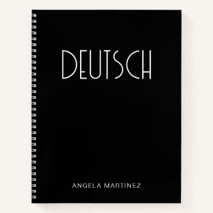 Schwarz-Weiß-Retro-Deutsch-Sprachstudie Notizblock