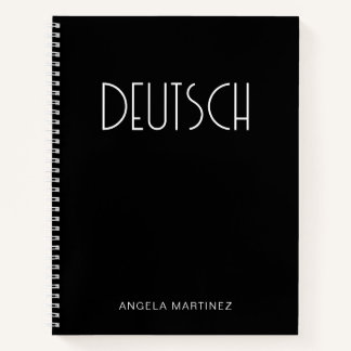 Schwarz-Weiß-Retro-Deutsch-Sprachstudie Notizblock