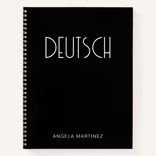 Schwarz-Weiß-Retro-Deutsch-Sprachstudie Notizblock (Vorderseite)