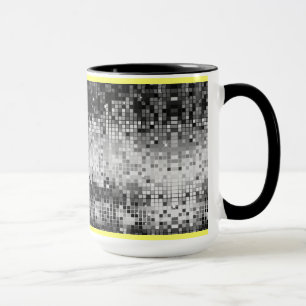 Schwarz-Weiß-Retro-Diskokugel-Spiegel-Muster Tasse