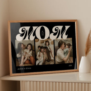Schwarz-weiß Retro fett Mama 3 Foto-Collage Poster