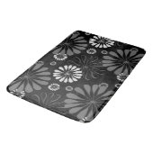 Schwarz-Weiß-Retro-Floral Badematte (Schrägansicht)