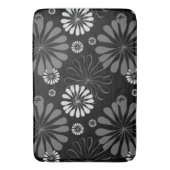 Schwarz-Weiß-Retro-Floral Badematte (Vorderseite Vertikal)