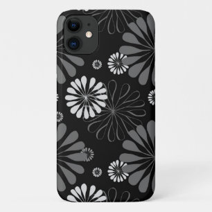 Schwarz-weiß retro floral Case-Mate iPhone hülle