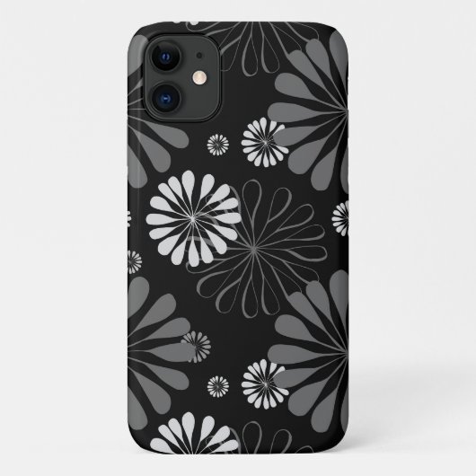 Schwarz-Weiß-Retro-Floral Case-Mate iPhone Hülle (Rückseite)