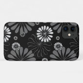 Schwarz-Weiß-Retro-Floral Case-Mate iPhone Hülle (Rückseite (Horizontal))