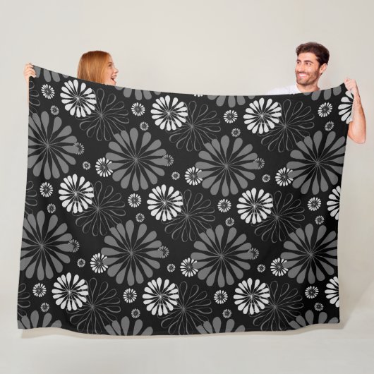 Schwarz-Weiß-Retro-Floral Fleecedecke (Beispiel)
