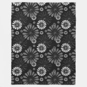 Schwarz-Weiß-Retro-Floral Fleecedecke (Vorderseite)