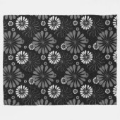 Schwarz-Weiß-Retro-Floral Fleecedecke (Vorderseite (Horizontal))