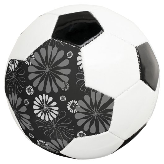 Schwarz-Weiß-Retro-Floral Fußball (Dreiviertel)