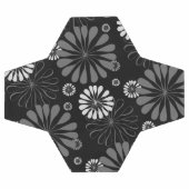 Schwarz-Weiß-Retro-Floral Fußball (Flach)