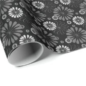 Schwarz-Weiß-Retro-Floral Geschenkpapier (Rolleneckpunkt)