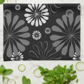 Schwarz-Weiß-Retro-Floral Geschirrtuch (Gefaltet)