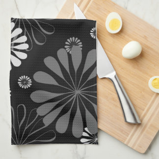 Schwarz-Weiß-Retro-Floral Geschirrtuch