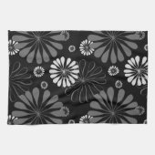 Schwarz-Weiß-Retro-Floral Geschirrtuch (Horizontal)