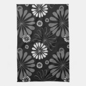 Schwarz-Weiß-Retro-Floral Geschirrtuch (Vertikal)